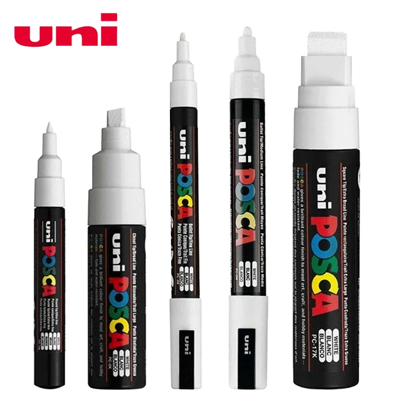 Model Kit Markers - Posca ホワイトマーカーブラシ、永久防水色褪せない高光沢マークペン-ロックアート/ファブリックペイント/靴落書き/ポスター作成