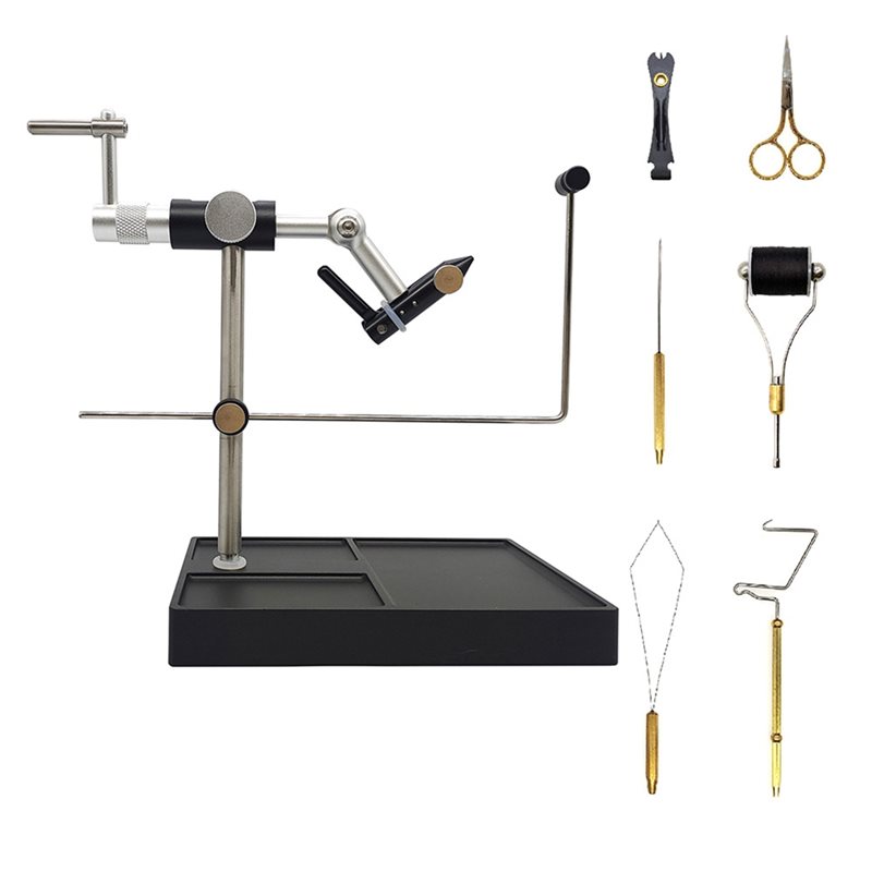 Model Kit Expert - 【特別】エキスパートアングラー向けフライフィッシング用互換性のある回転式フライタイイングバイス、プレミアム品質、クラークフォークモデル用回転デザイン