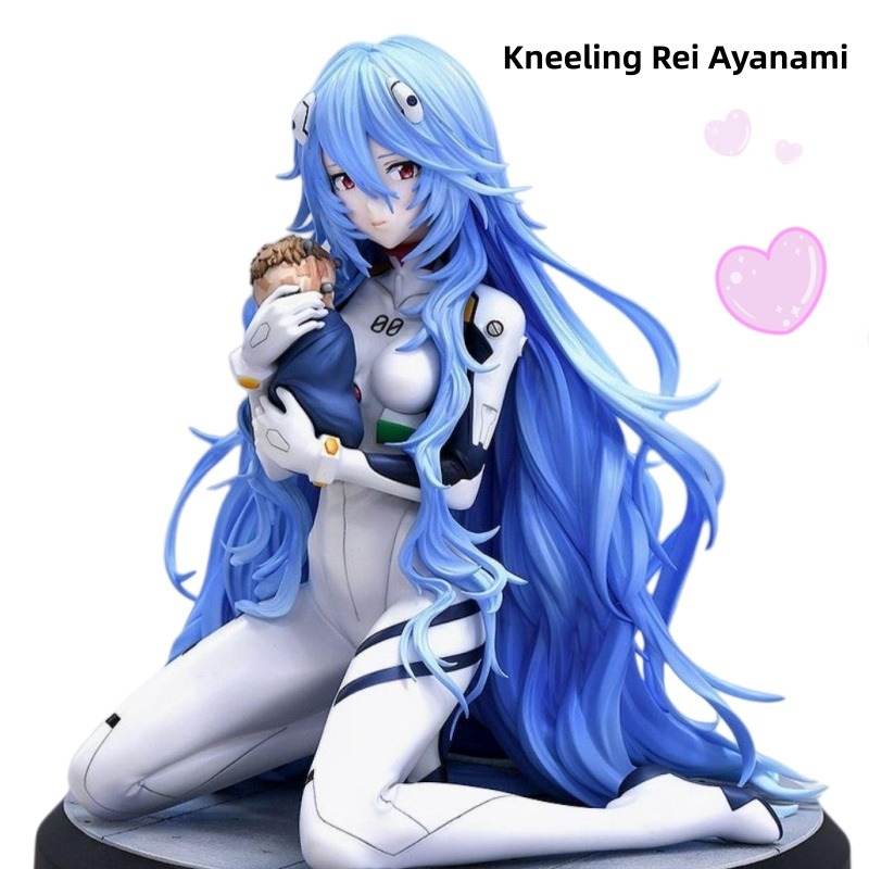 Model Kit Evangelion Bandai - 新世紀エヴァンゲリオンフィギュア：跪く長髪綾波レイ、アニメモデルスタチュー＆デスクオーナメント