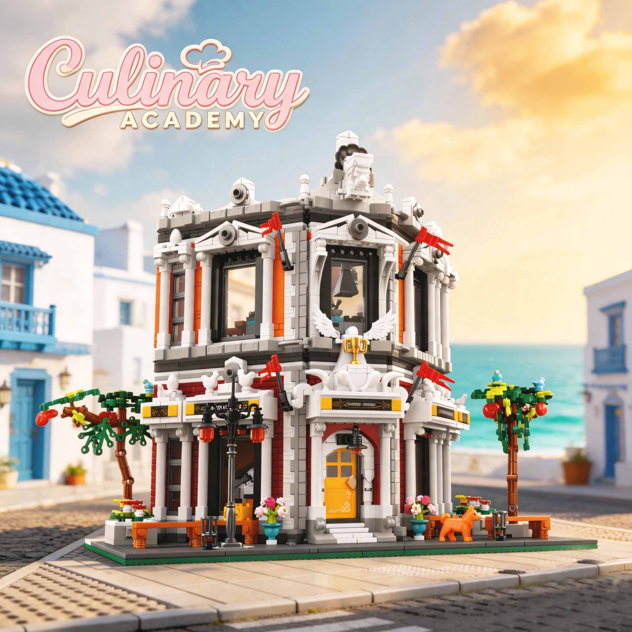 Model Kit Academy - クリエイティブ2743ピース クッキングアカデミー ビルディングブロック ストリートビュー モジュラーアーキテクチャモデルキット おもちゃ