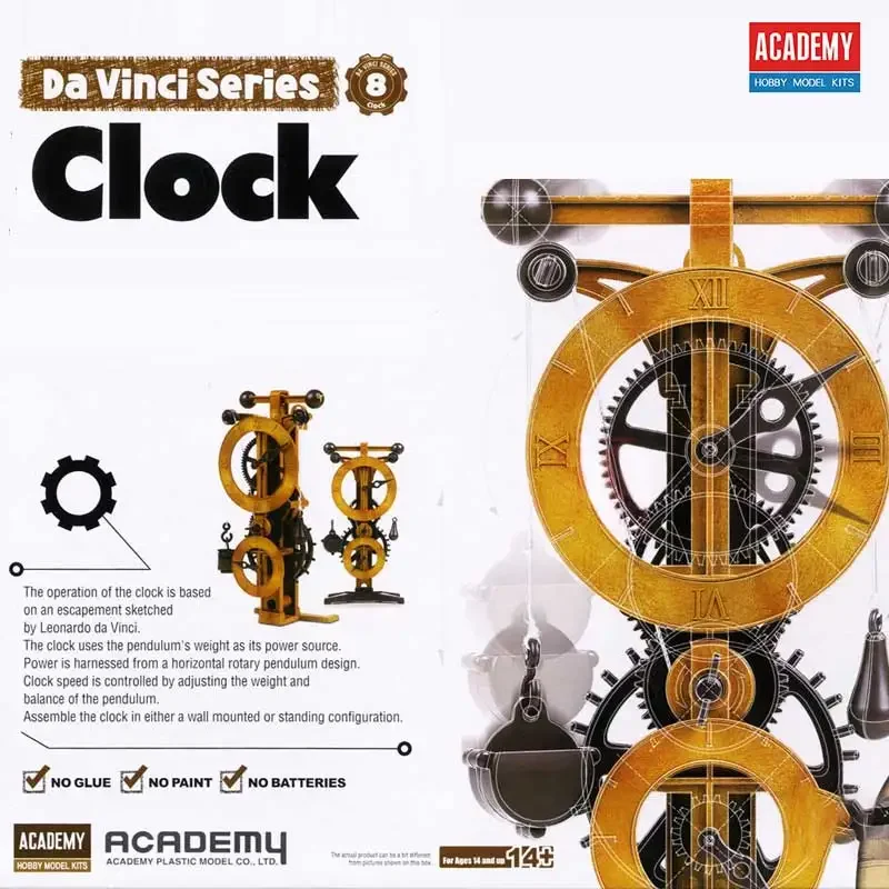Model Kit Academy - アカデミーモデル ダヴィンチ サイエンス シリーズ 18150 時計、接着剤不要の可動スケールモデルキット