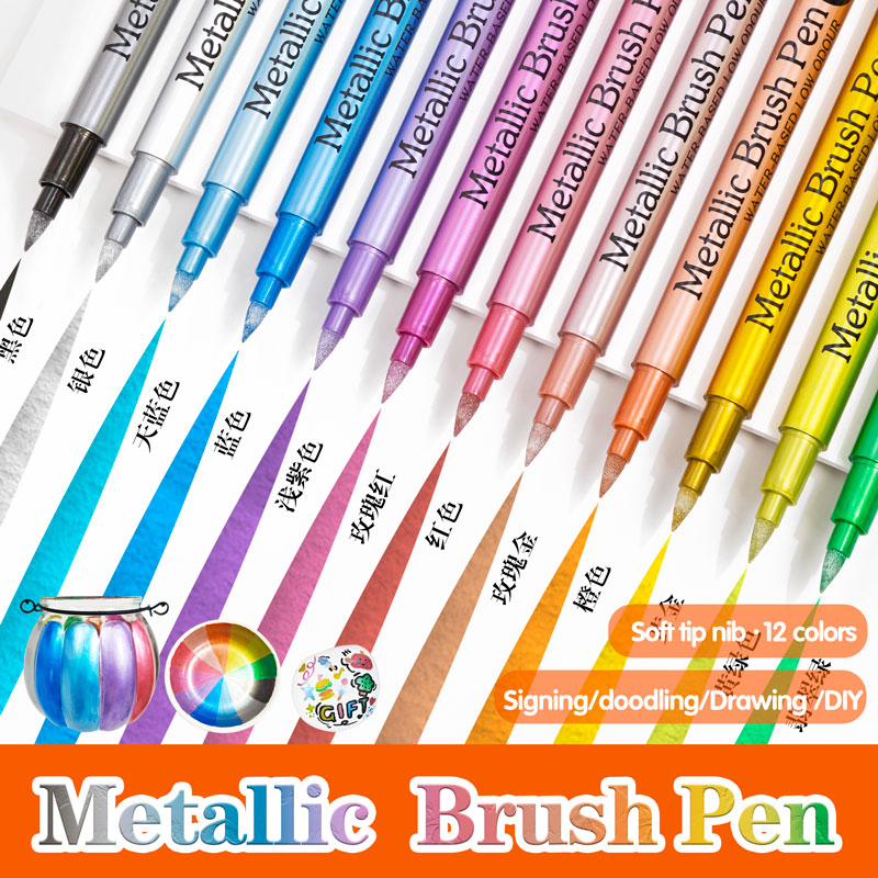 12 色ブラシメタリックペイントマーカーペン岩絵石セラミック - Model Kit Markers のレビューと価格